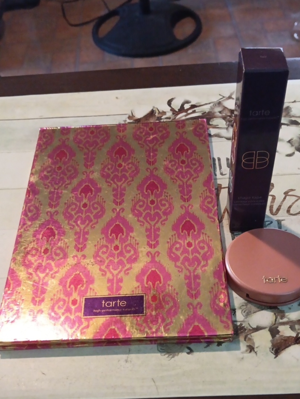 tarte Pink and Gold Patterned Makeup Palette Tray